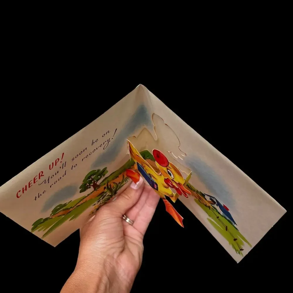 Vintage Pop Up Card Hit Parade Unused Greeting Card Get Well Illness Ephemera